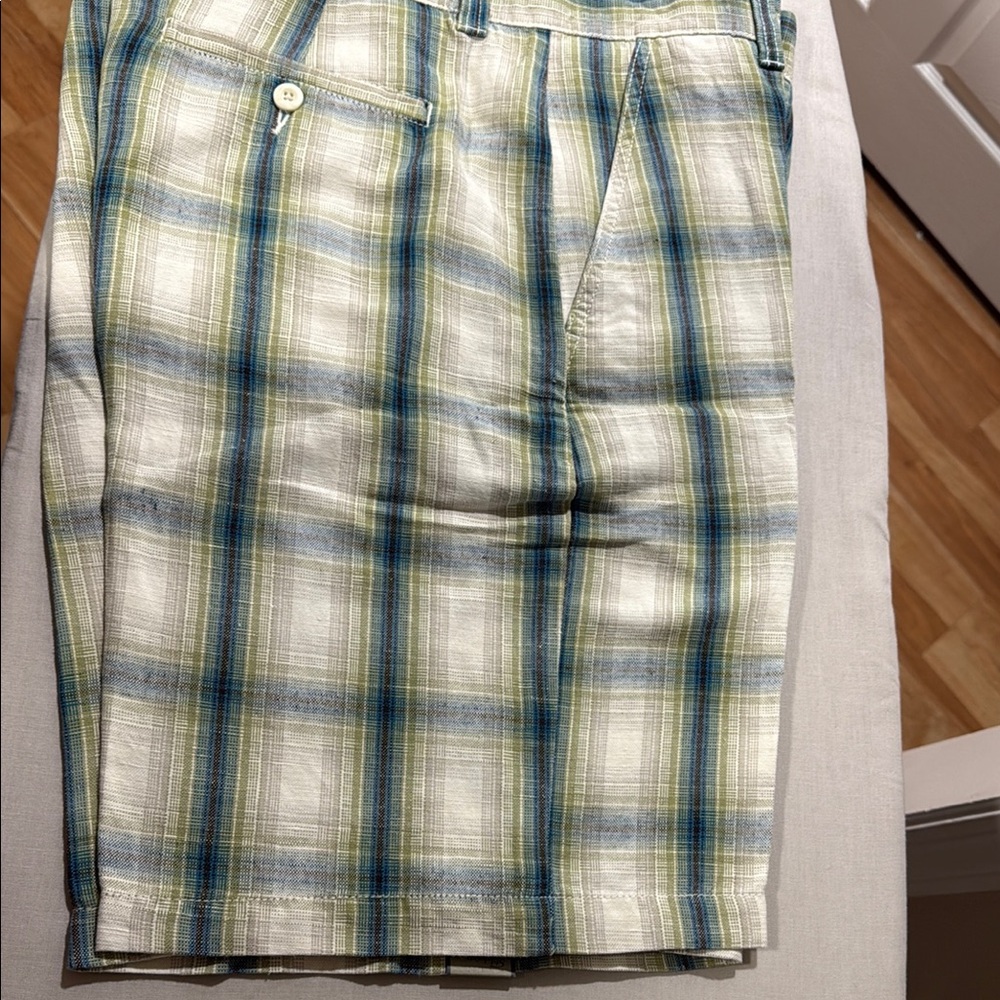 St. John's Bay Plaid Shorts in Green and Blue